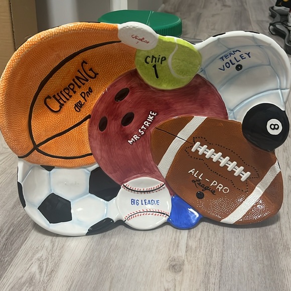 Cooks Club Sports Dish Platter Dip Bowl Basketball Football Baseball Tennis Golf - Picture 2 of 8